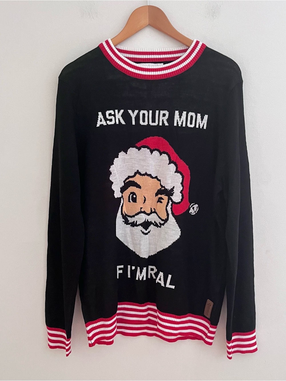 Tipsy Elves "Ask Your Mom If I'm Real" Ugly Christmas Sweater Mens Size Large